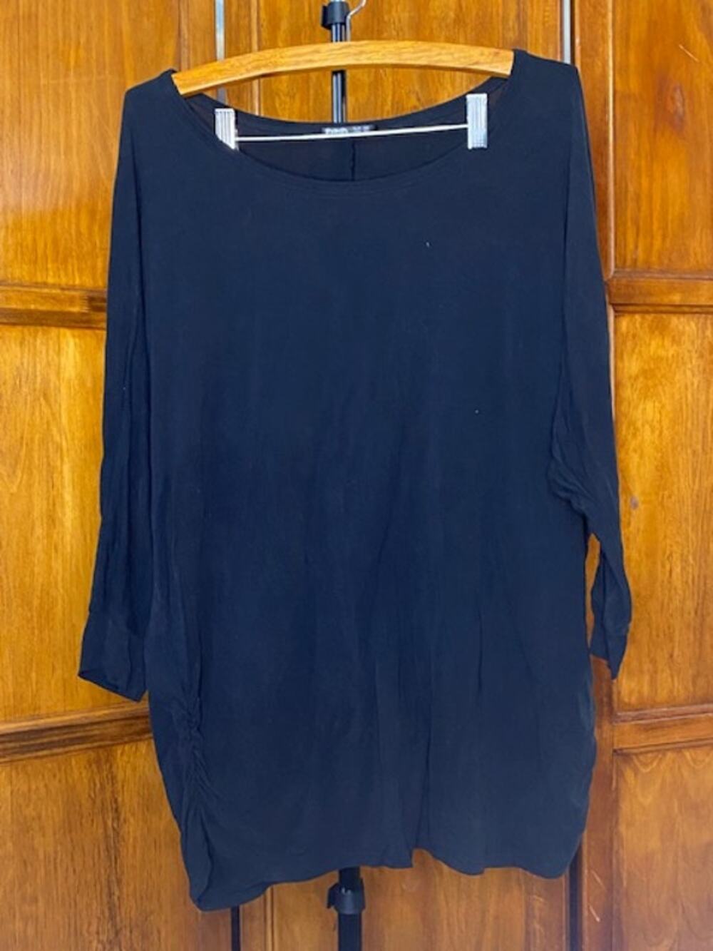 Thanth Black Tunic Top Women’s 5XL Plus Size Oversized 3/4 Sleeve Layered